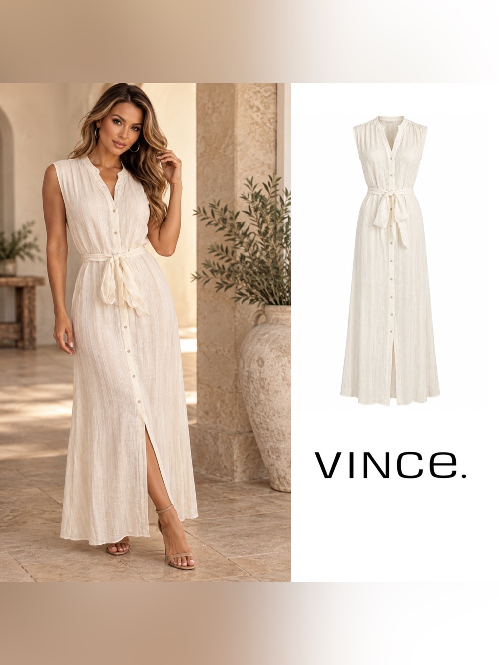 NEW Vince Ivory Sleeveless Maxi Dress